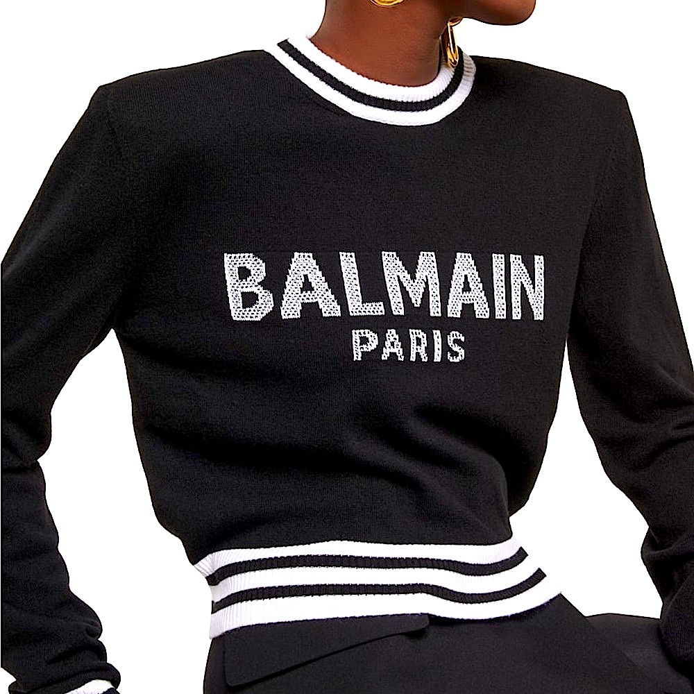 Authentic Balmain intarsia-knit logo jumper. - Picture 3 of 16